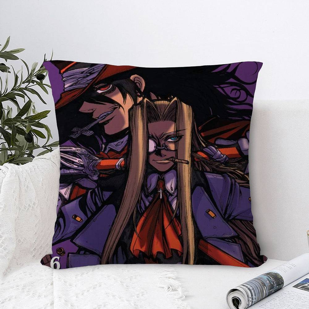 H-Hellsing Ужасы Аниме Наволочки Мультяшные Декоративные для Дивана Дома Двусторонняя Печать Короткий Плюш Милая Наволочка