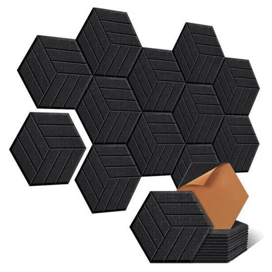 12 шт. войлочная звукоизоляционная стеновая панель самоклеящаяся звукопоглощающая высокоплотная толстая акустическая пенная панель для домашней студии шестигранная шумоподавляющая стеновая панель