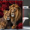 День святого Валентина Цветок Животное Лев Роза Занавеска для ванной комнаты Водонепроницаемая Занавеска для душа для ванной комнаты с 12 крючками Домашний декор Бесплатная доставка