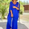 Women's Loose Boho Two Piece Set Casual Pullover Short Sleeve Top Wide Leg Pants Set Oversized Summer Outfits