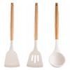 3Pcs Wooden Handle Non-Stick Spatula Non-slip Pot Spatula Set Cooking Turner Spatula  Household