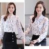 M-4XL женские весенне-летние стильные шифоновые блузки, рубашки, женские повседневные блузки с длинными рукавами и галстуком-бабочкой, воротник с принтом, топы