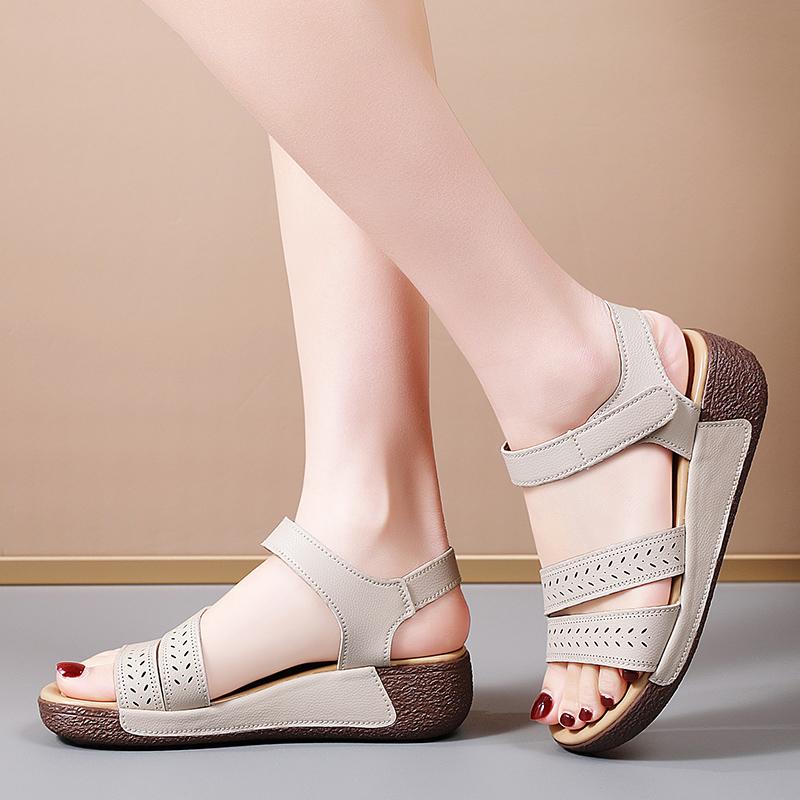 Женские летние сандалии для улицы, нарядные, с открытым носком, повседневные, прогулочные сандалии для девочек, большой размер, платформа, толстая подошва, увеличение роста