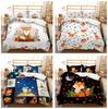 3D Cartoon Fox Pattern Bedding Set Home Decoration Duvet Bedding Gift for Children and Teenagers Gift