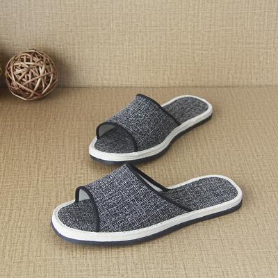 Дышащие лазаньевые тканевые туфли льняные весенне-летние с открытым носком шлепанцы на одной перемычке мужские и женские модели открытые домашние спальные нескользящая подошва тапочки
