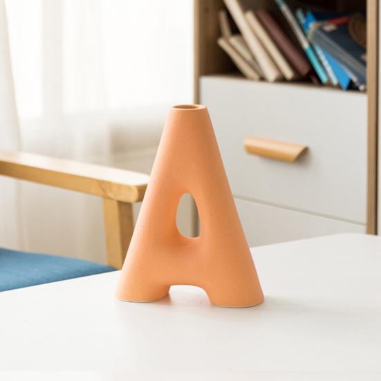 Ceramic Letter Vase Tabletop Ornamental Flower Holder Minimalist Style Solid Color Vase for Home Decor Living Room Dining Room