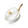 SENSARTE Deep Frying Pan, 28cm, with Lid, Marble Coat, Induction/Gas Compatible, Stir-Fry Pan, Non-Stick, Easy To Clean, Wok, Non-Stick, High Heat Eff