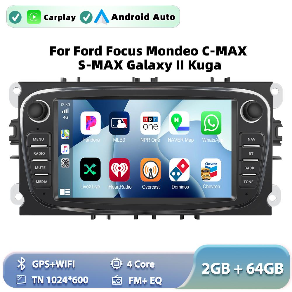 Podofo 2+64 ГБ Беспроводной Carplay AndroidAuto Автомагнитола Автомобильный Видеоплеер GPS Для Ford Focus Mondeo C-MAx S-MAX Galaxy Il Kuga