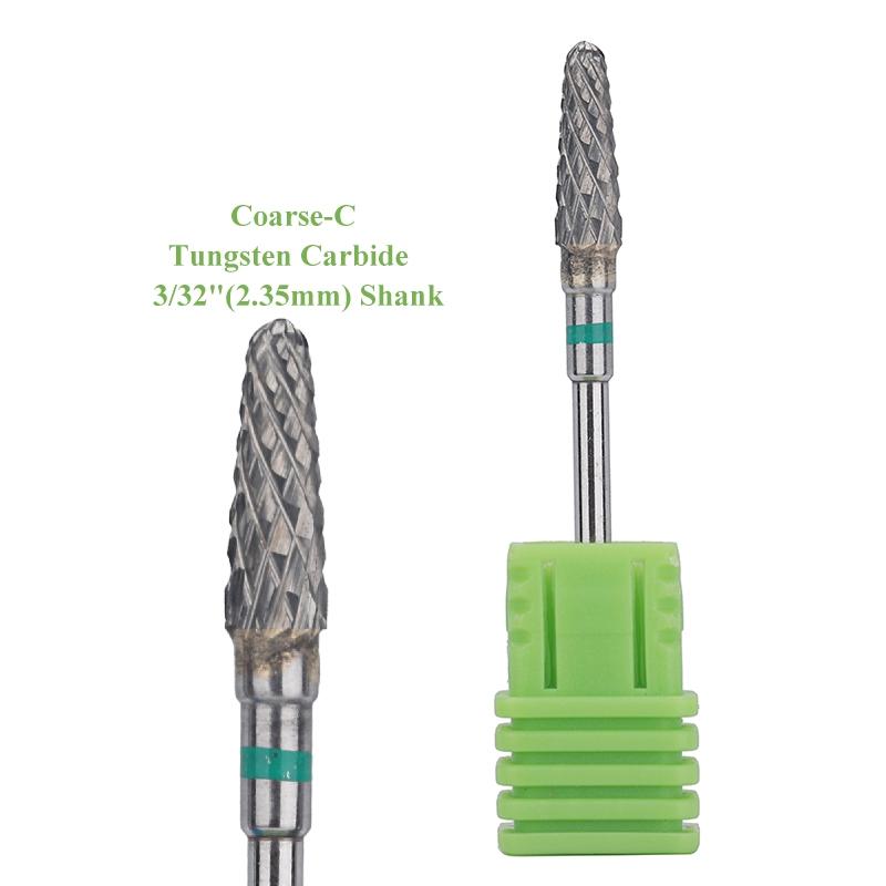 1 шт., конусное сверло для ногтей из карбида вольфрама 3/32 дюйма, вращающиеся фрезы для маникюра, аксессуары для электродрелей, инструмент для фрезерования ногтей