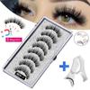 Two Pairs of Magnetic False Eyelashes with Curler - No Glue Needed, European & American Thick Style.