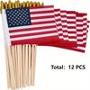 12 Pcs/pack Small American Flags Small US Flags/Mini American Flag On Stick 4x6 Inch US American Hand Held Stick Flags