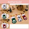 Adorable Christmas Plush Border Plaid Cat Paw Print Fork And Knife Set Table Decor