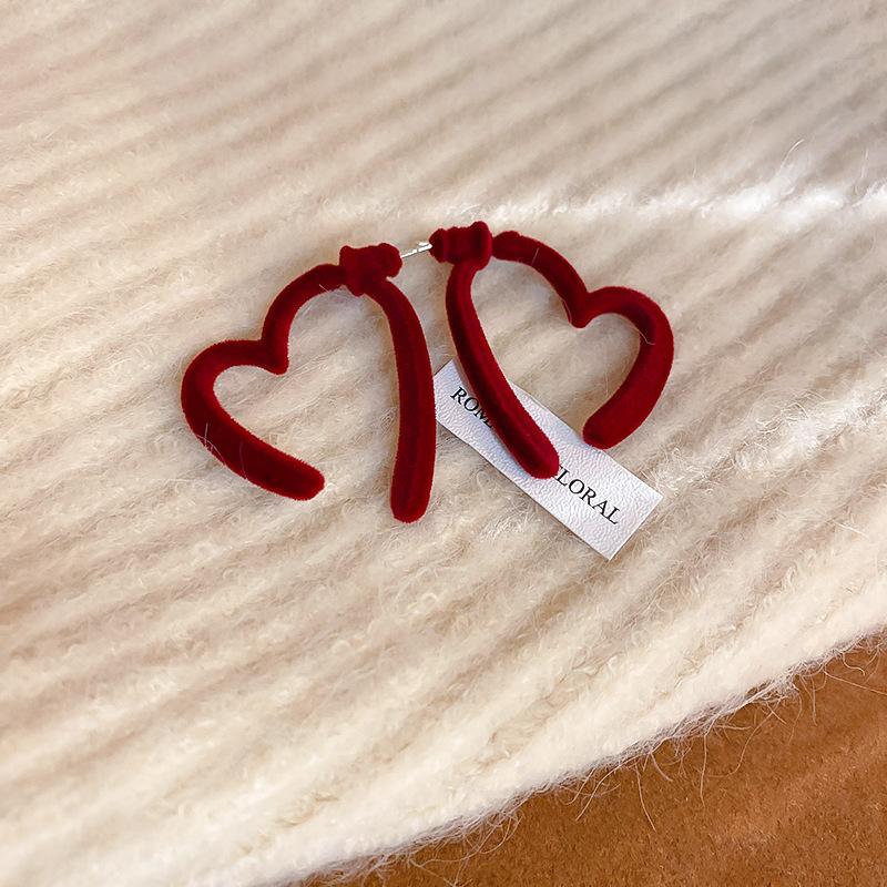 Vintage Red Flocking Earrings Collection Bow Knot Earstuds Vintage Style Earrings Jewelry Gift