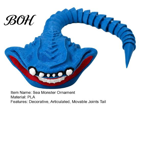 Fantasy Deep Sea Decor 3D Printed Monsters Ornament, Flexible Articulated Action Figure, Movable Tail Animal Creature Statue for Desk And Collectible