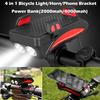 2000/4000 mAh Power Bank Mobile Phone Bracket with Bicycle Front Light Speaker Horn Outdoor Riding