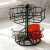 Tea Holder Organizer 2-Tier Rotating 6-Compartment Countertop Storage Creamer Sugar Teabag Basket Container for Home Office