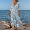 Платья для женщин Винтажный принт Туника с завышенной талией Миди платье Летнее Повседневное платье с рукавом 3/4