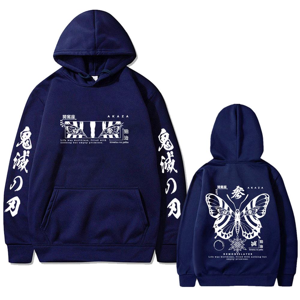 Аниме Клинок, рассекающий демонов Аказа Принт Глаза бабочки Толстовка Мужская Женская Одежда Мода Оверсайз Мужской Винтажный Худи Спортивный костюм