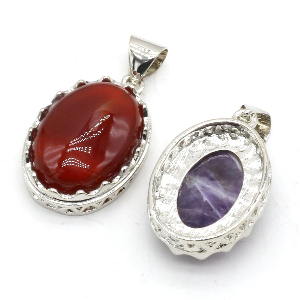 Кулон из натурального камня овальный розовый кварц аметист опал малахит лазурит агат зеленый авантюрин подвески для изготовления ювелирных изделий DIY аксессуары для ожерелья