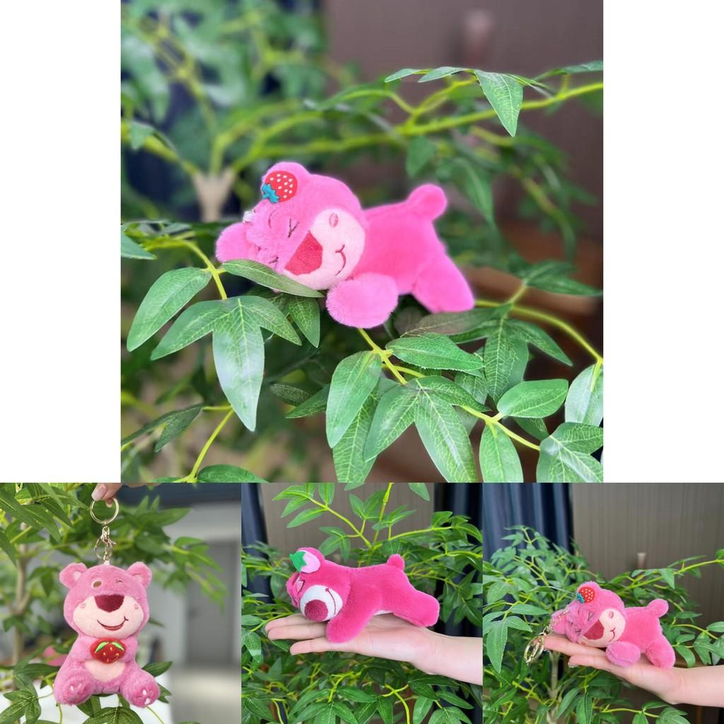 Pink Strawberry Adorable Bear Plush Toy Pendant Keychains Bags Accessories Girls
