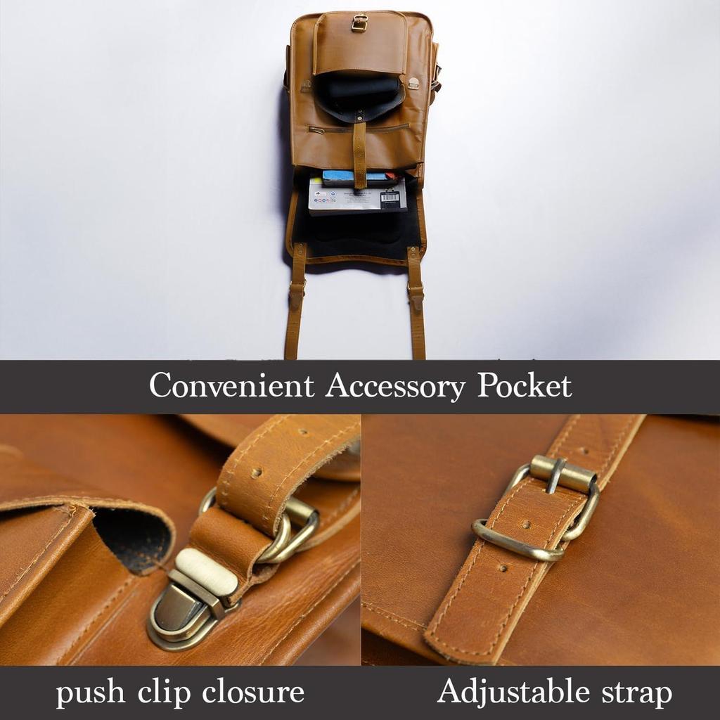 New Vintage Full Grain 21 Inch Leather Laptop Large Backpack Casual Bookbag Daypack Camping Travel Rucksack Knapsack