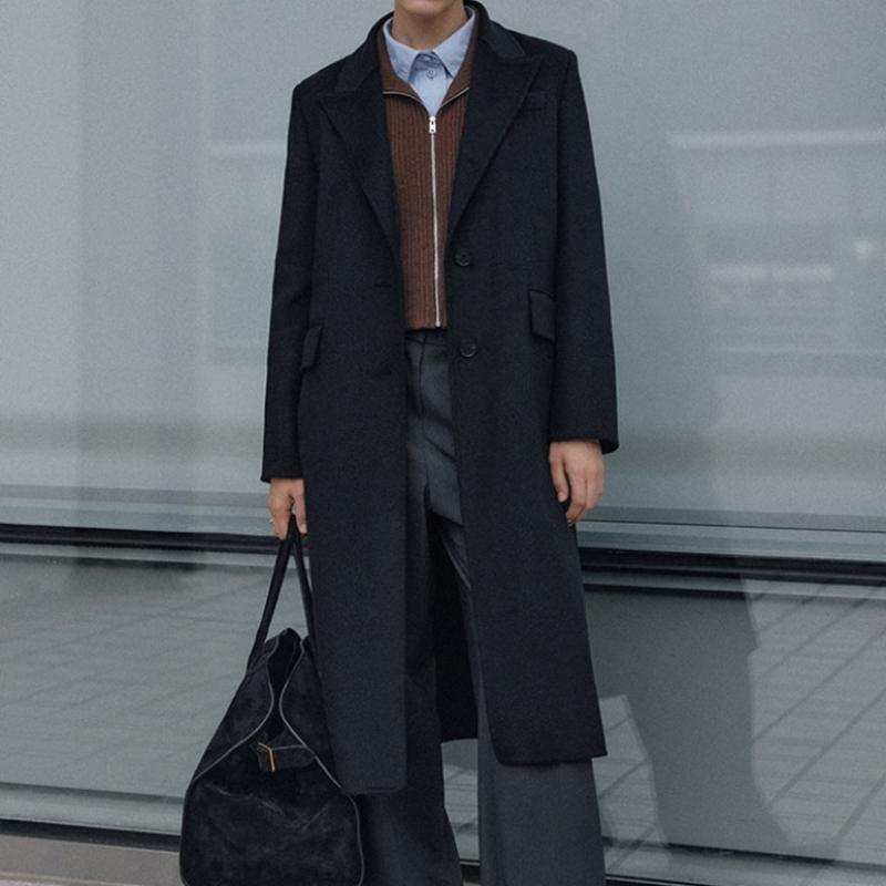 She S miSS Wool Two Button Handmade Coat Swhcto42020 Bk