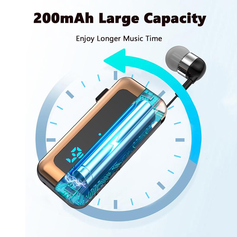 VAORLO Бизнес-наушники с зажимом для TF-карты, играющие по Bluetooth 5,4, с шумоподавлением, HD-наушники с цифровым дисплеем и микрофоном, гарнитура