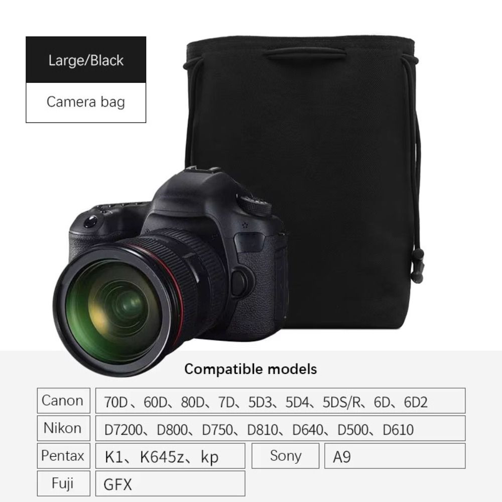 Compact Camera Bag Lightweight Photography Protective Bag Lens Drawstring Pouch Outdoor