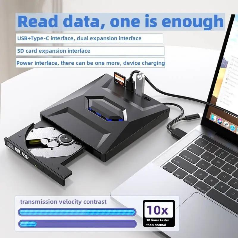Внешний CD/DVD-привод 5-в-1 с USB 3.0 и Type-C для ноутбука, ПК и MacBook