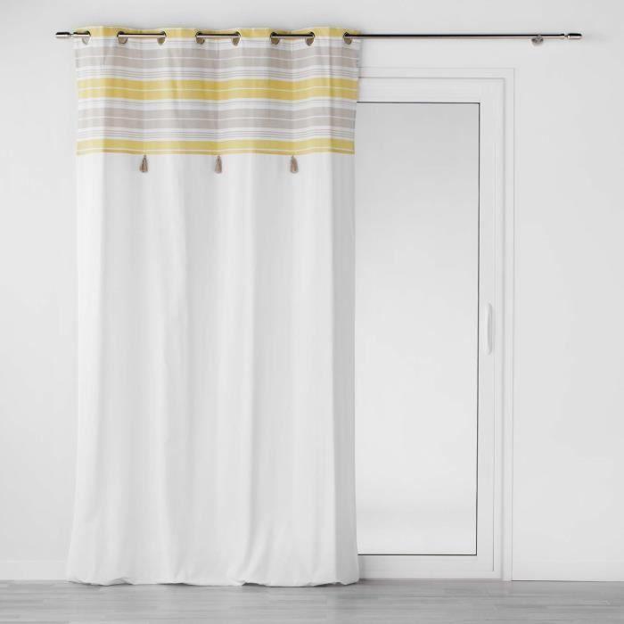Rideau - Nature-Line - Pompons - 140x240cm - Jaune - 100% Coton - Œillets