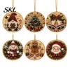 Christmas Door Wall Decor 6 Pcs Pearl Art Ornaments, 2D Flat Acrylic Holiday Tree Pendant, Santa Hanging Ornaments Effect Decoration for Home
