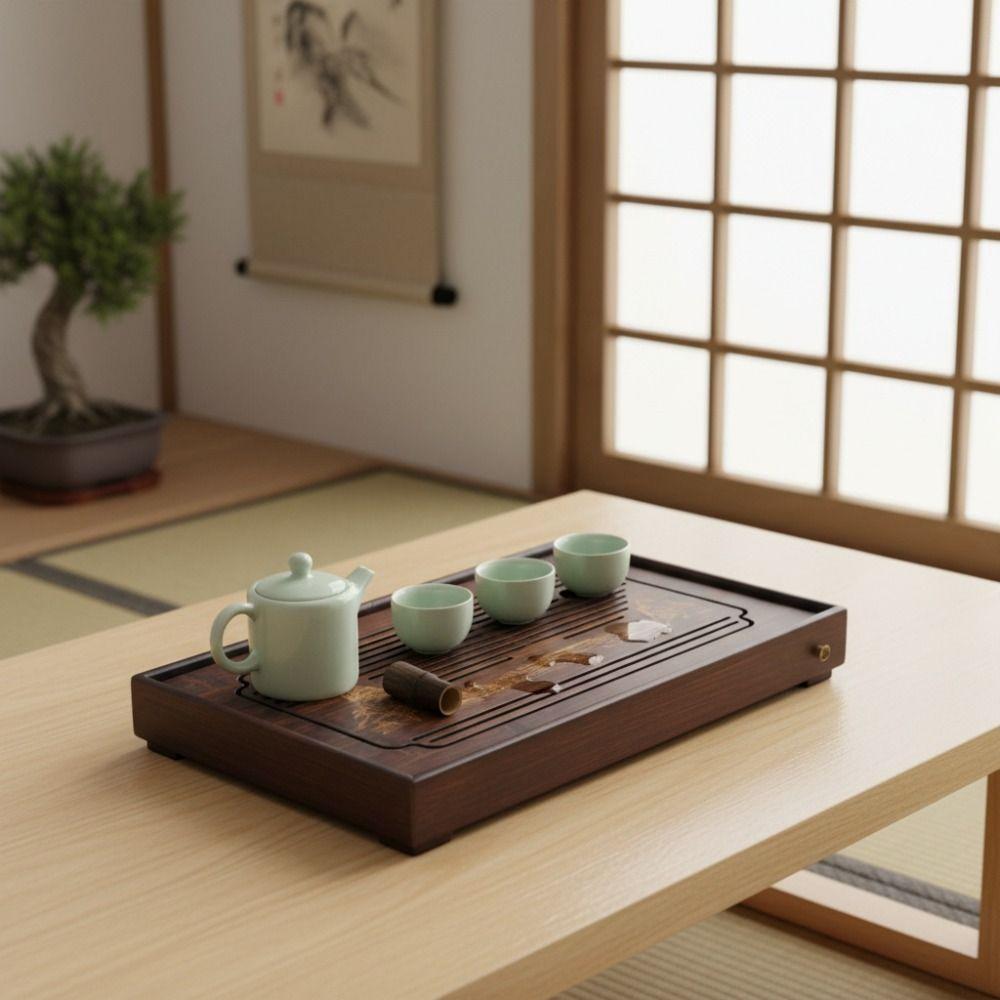 Bamboo Tea Drainage Board Detachable Tea Serving Tray Rectangular Chinese Kungfu Tea Tray Office