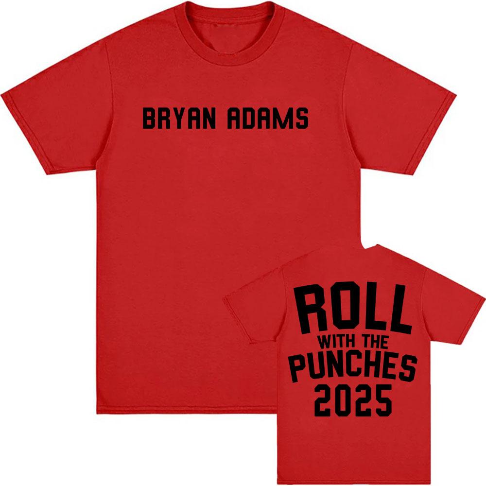 Футболка с принтом BRYAN ADAMS ROLL WITH THE PUNCHES TOUR 2025 Футболки с коротким рукавом из хлопка в уличном стиле для мужчин Футболки унисекс