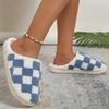 New Winter Women Slippers Checkerboard Chic Slippers With Ultra-Soft Plush Lining Cotton Slippers