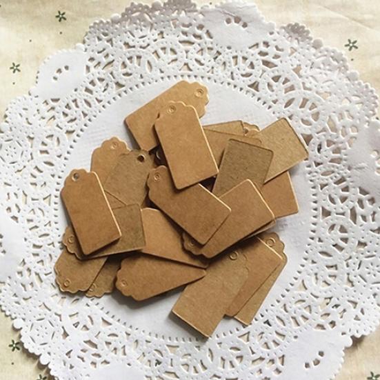 100pcs Wedding Party Kraft Paper Hang Tags Favor Punch Label Price Gift Cards