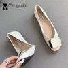 Мода 2024 года, брендовые туфли на плоской подошве с металлической пряжкой, женские балетки с мягкой подошвой, лоферы без застежек, женские повседневные туфли, универсальные мокасины