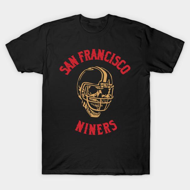 Asian Size Men Black Print T-shirt Niners Skull No-Cut Heat Transfer Print Cotton Tshirt
