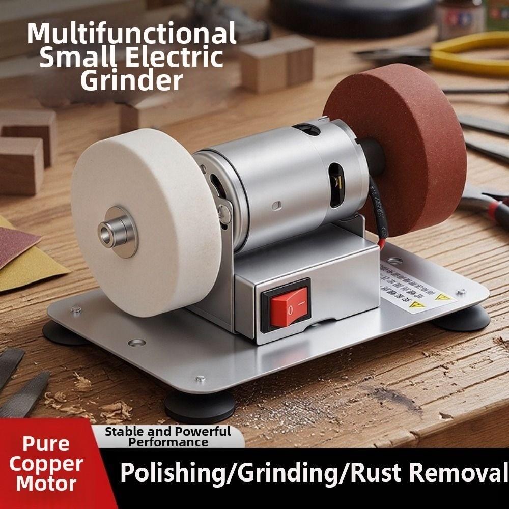 Speed Adjustable Mini Bench Grinder Sturdy Base Dual Wheel Grinder Artifact Polishing