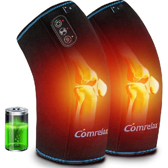 Массажер для коленей с подогревом и вибрацией, Грелка для снятия боли в коленях, Грелка для ног, Массажер для ног, 3 режима вибрации, 3 уровня нагрева, от сети