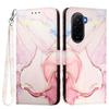 For Xiaomi Poco M7 Plus 5G/M7 4G (169mm) Case with Strap Marble Pattern Leather Phone Cover Card Holder