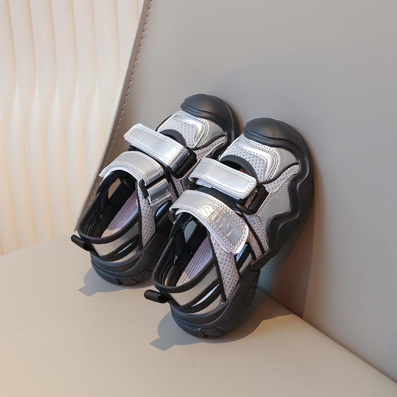 Детские спортивные сандалии, детские сандалии с полыми носками, противоскользящая мягкая подошва, модная летняя пляжная обувь для мальчиков и девочек, размер 27-36