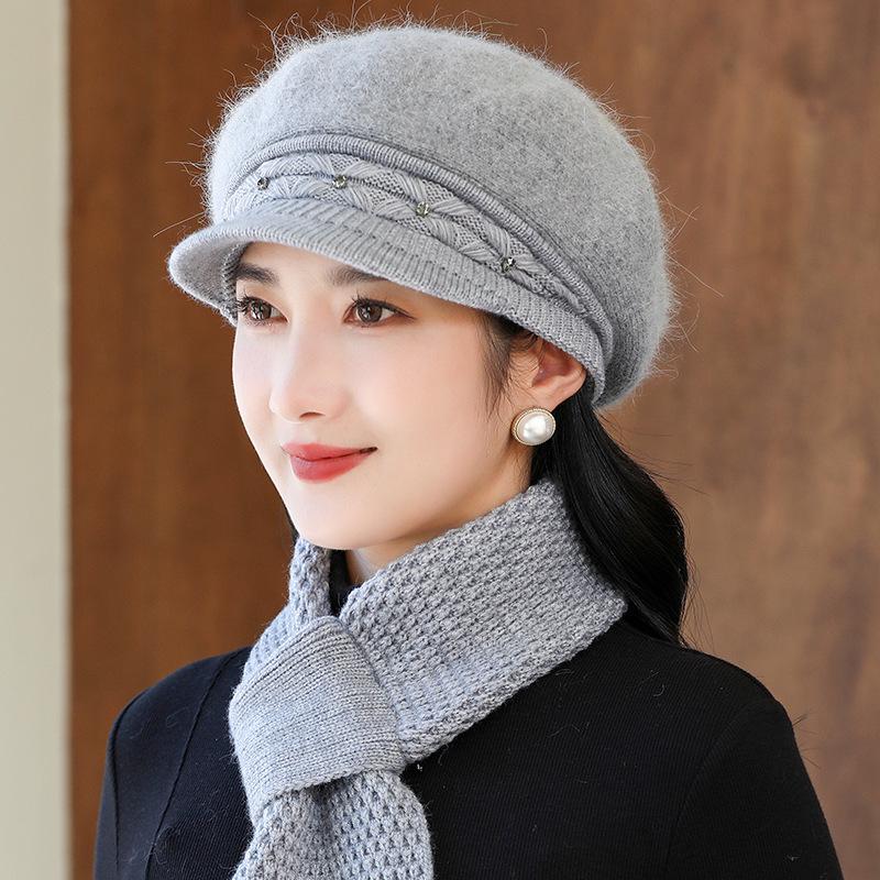 Зимние шапки для женщин, мам, пожилых людей среднего возраста, шерстяные шапки для езды на велосипеде, мягкие, толстые, теплые вязаные шапки