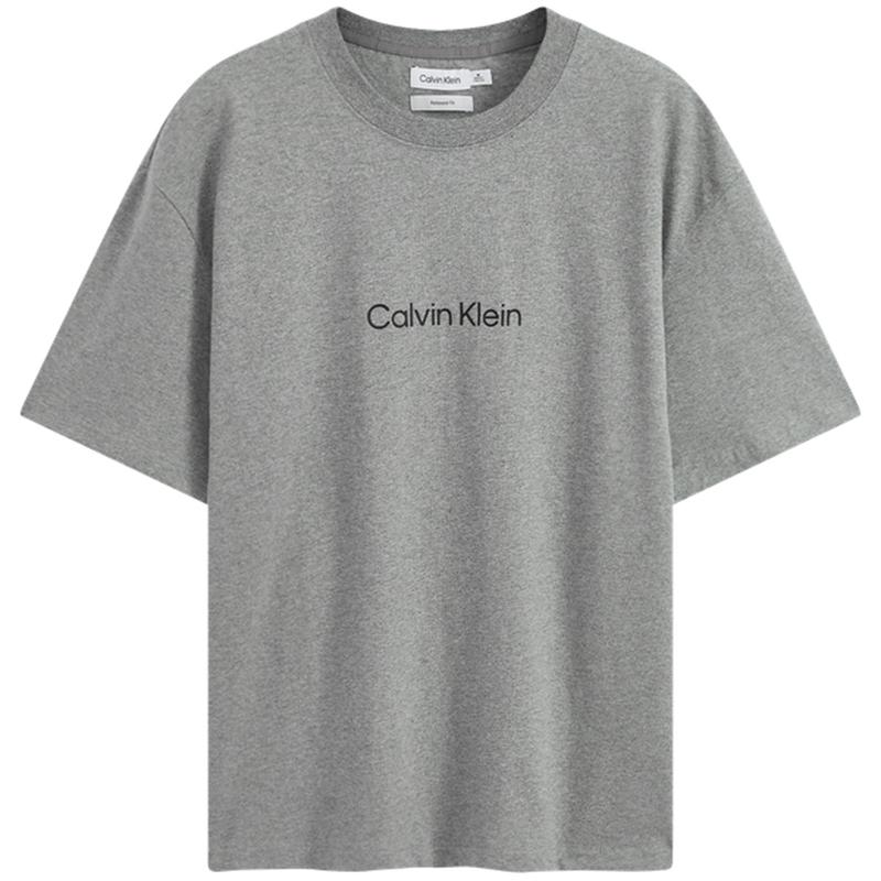 Calvin Klein Minimalist Logo Print Cotton Loose Fit Short Sleeve T-Shirt Men Tops Hero-Grey 40HM228-24S-P7E