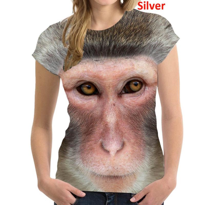 Женская новая футболка с 3D забавной обезьянкой 3D, индивидуальная повседневная крутая рубашка с коротким рукавом с изображением животных