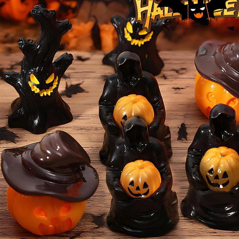 3Pcs Halloween Witch Pumpkin House Tree Desktop Decoration Halloween Party Supplies Haunted House Horror Props Kids Gifts