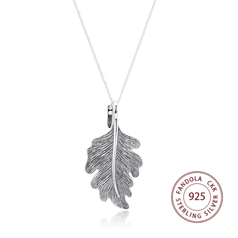 Аутентичные ожерелья из стерлингового серебра 925 пробы с дубовым листом для женщин, ожерелья и подвески S925, ювелирные изделия Collier Femme