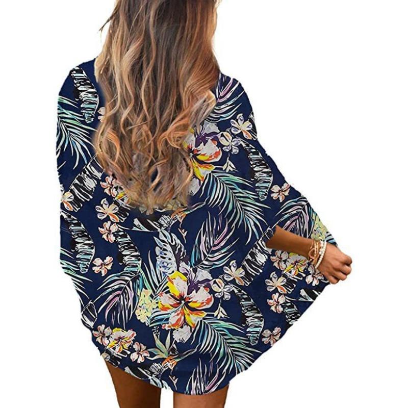 YYFS Женская мода повседневная летняя весна цветочный узор принт блузки и рубашки рукава 3/4
