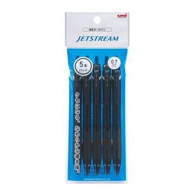 Шариковая ручка Mitsubishi Pencil на масляной основе Jetstream 5 штук 0.7 черный легкое письмо