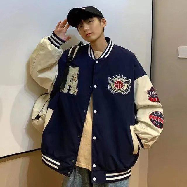 Вышитая бейсбольная куртка в стиле ретро американского колледжа для молодежи