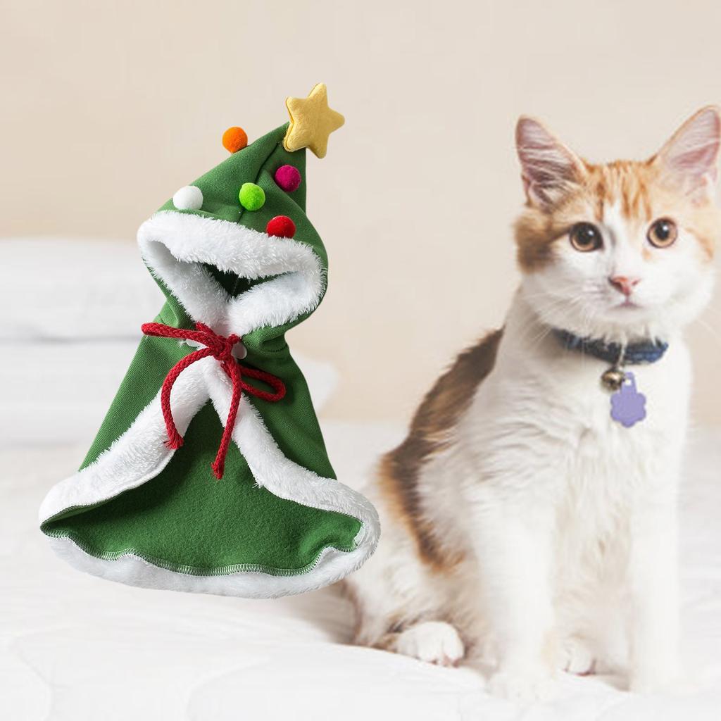 Накидка для кошки, рождественский наряд для собаки, накидка для питомца, накидка Санты, зимняя теплая накидка для собак и кошек